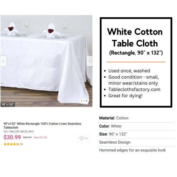 tableclothsfactory Other - White Cotton Table Cloth